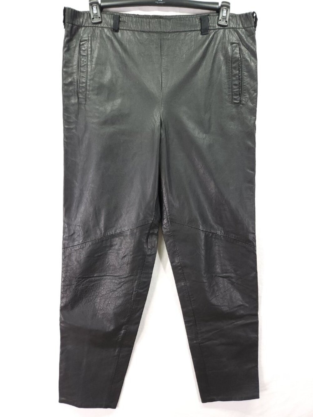 Cedars Vintage Large 37x29 Black 100% Genuine Leather High Rise Tapered Pants